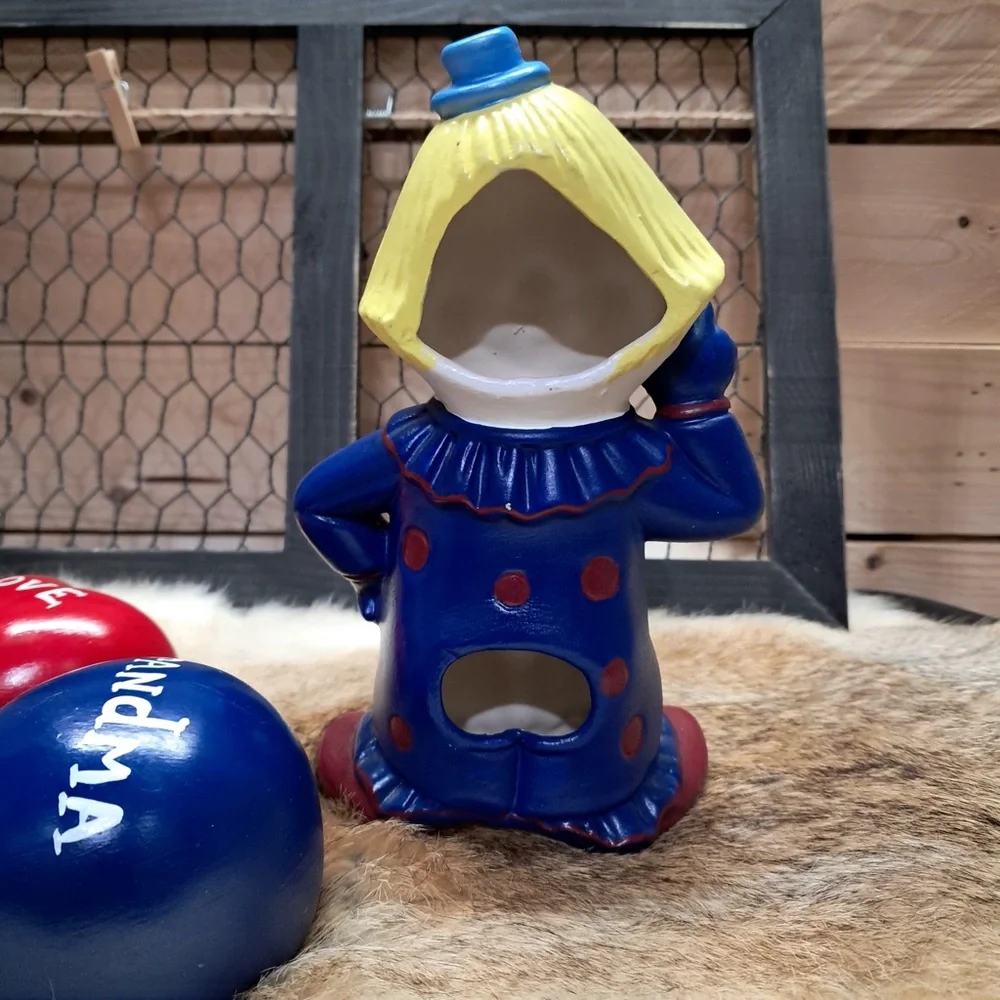 Colorful Clown ceramic candle Lamp with 2 balloons